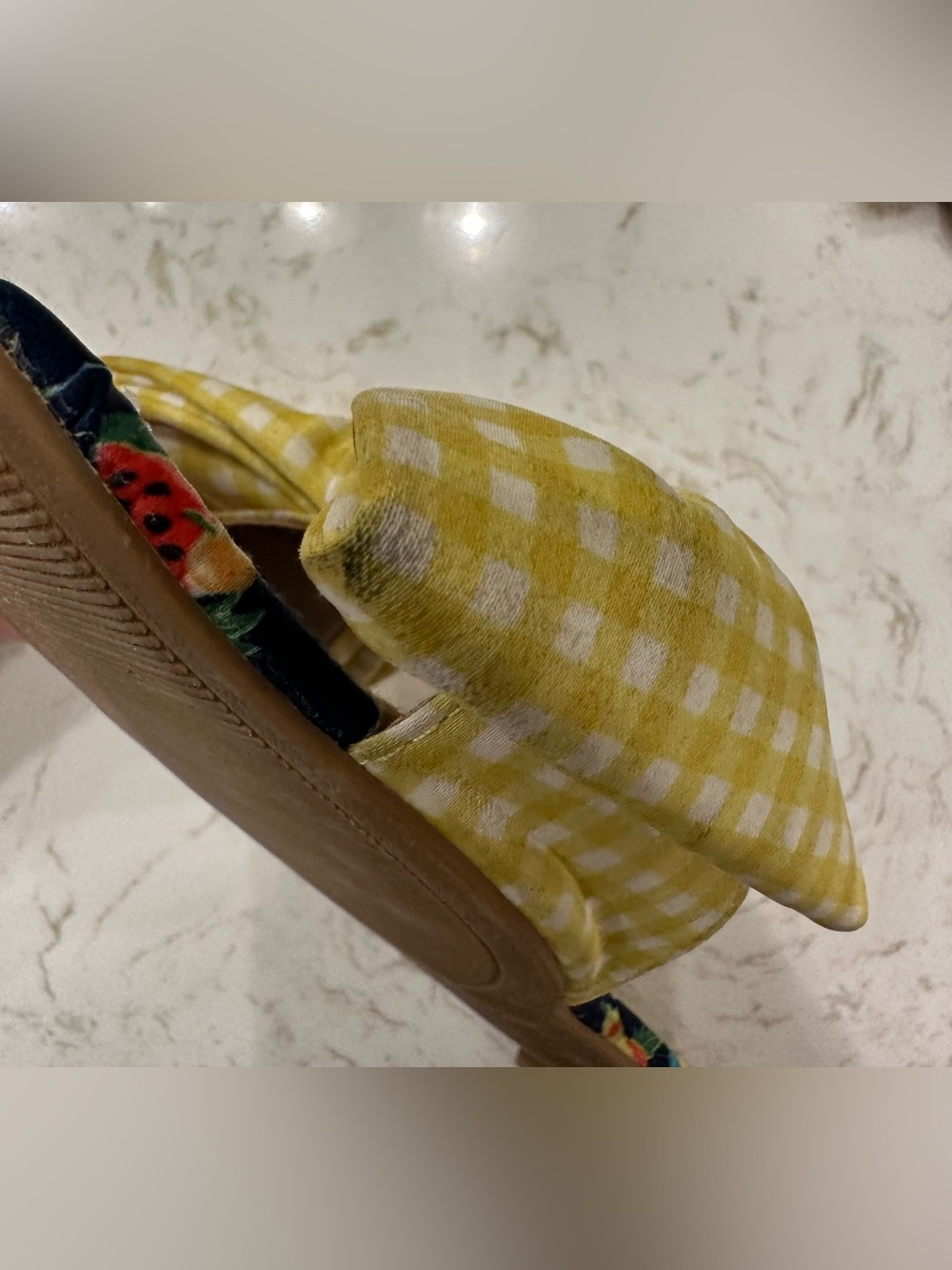 Betsey Johnson Skyee Gingham Bow Fruit Slide Sandals 7.5 - Picture 6 of 8